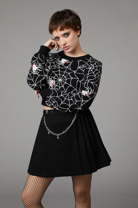 Image of a model wearing Tops. Productname: Arachnid Knit in Black colour by brand - Black Friday