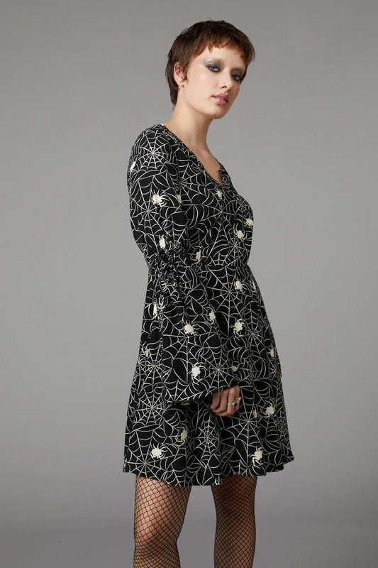 Image of a model wearing Dress. Productname: Arachnid Dress in Black colour by brand - Black Friday