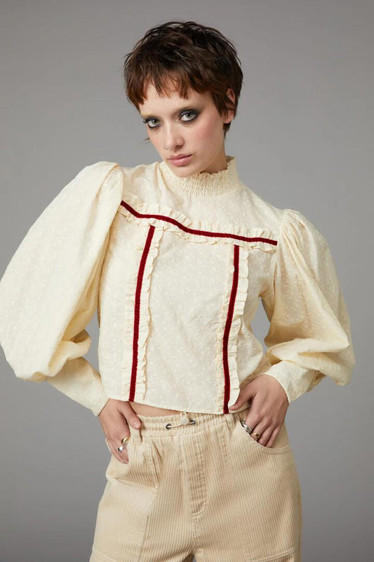 Image of a model wearing Tops. Productname: Nadja Gothic Blouse in Black colour by brand - Black Friday