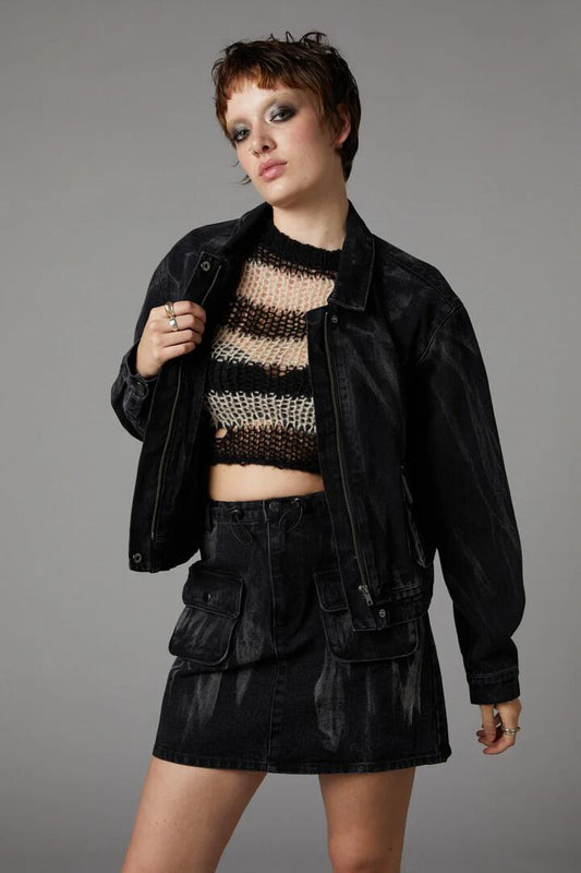 Image of a model wearing Outerwear. Productname: Dead Last Jacket in Multi colour by brand - Black Friday