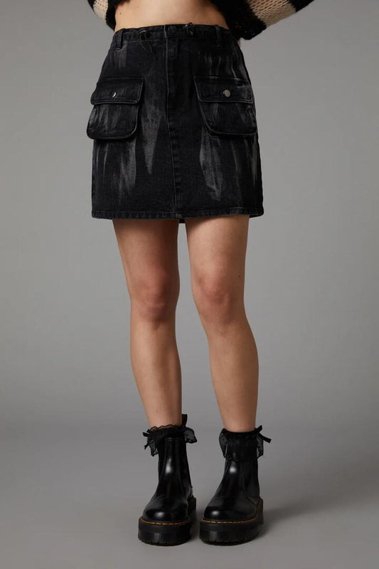 Image of a model wearing Skirts. Productname: Dead Last Cargo Skirt in Multi colour by brand - Black Friday