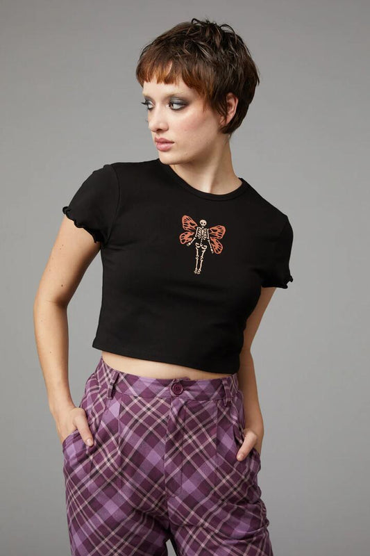 Image of a model wearing Tops. Productname: The Fae Tee in Black colour by brand - Black Friday