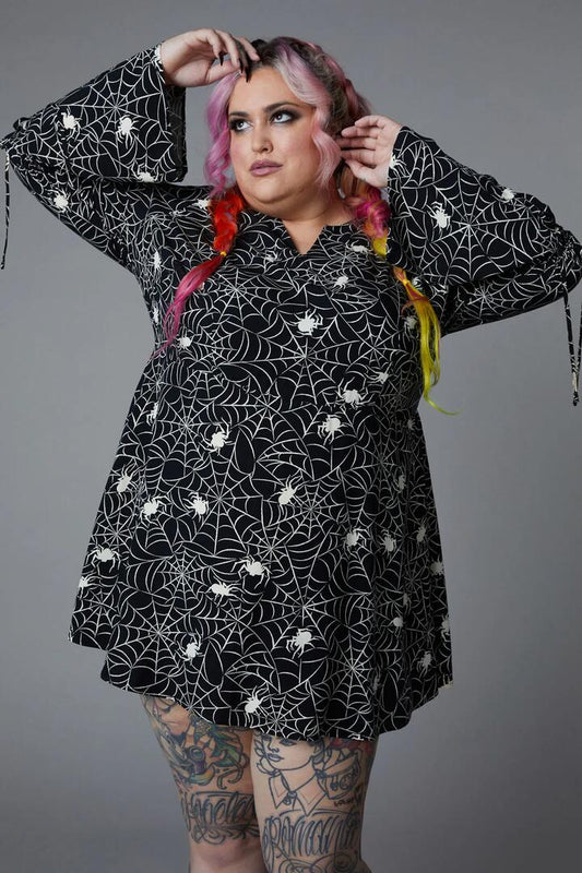 Image of a model wearing Dress. Productname: Curve Arachnid Dress in Black colour by brand - Black Friday
