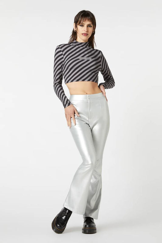 Image of a model wearing Tops. Productname: Radioactive Raver Skivvy in Black/Silver colour by brand - Dangerfield
