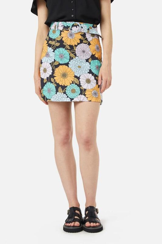 Image of a model wearing Skirts. Productname: Lottie Mini Skirt in Navy colour by brand - Princess Highway