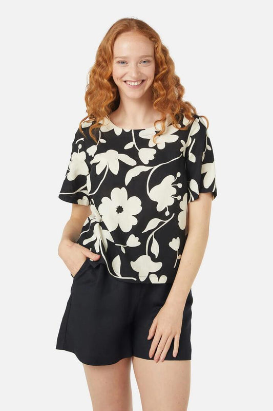 Image of a model wearing Tops. Productname: Nancy Top in Black colour by brand - Princess Highway
