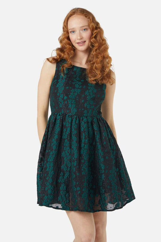 Image of a model wearing Dress. Productname: Brunello Dress in Green colour by brand - Princess Highway