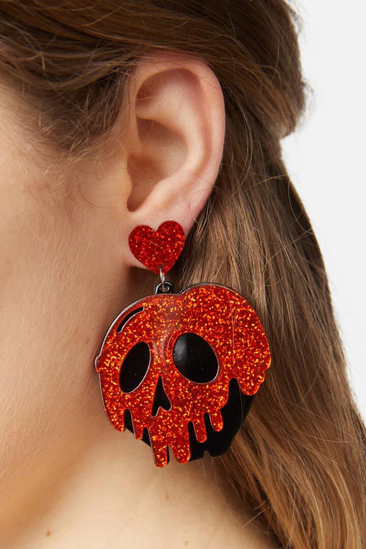 Image of Earrings. Productname: Melty Skull Earrings in Red colour by brand - Dangerfield