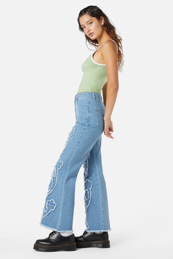 Image of a model wearing Denim. Productname: Polly Jean in Blue colour by brand - Dangerfield