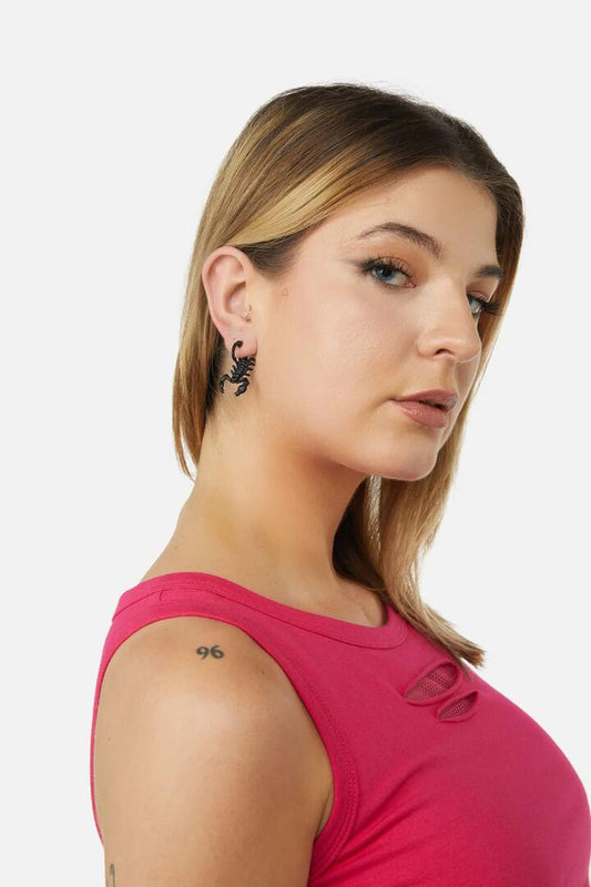 Image of Earrings. Productname: Scorpion Earring in Black colour by brand - Dangerfield