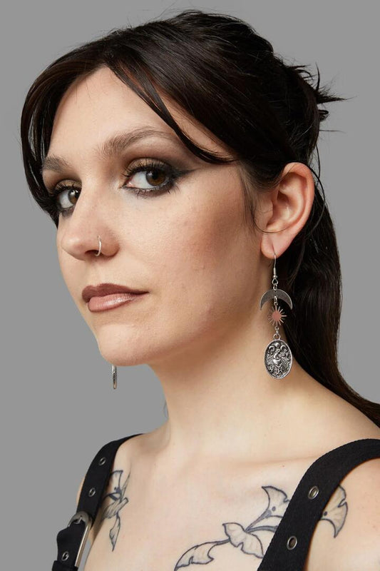 Image of Charms. Productname: Raven Charm Earrings in Silver colour by brand - Black Friday