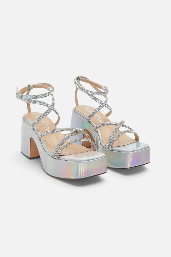 Image of Heels. Productname: Holo Sparkle Heel in Silver colour by brand - Dangerfield
