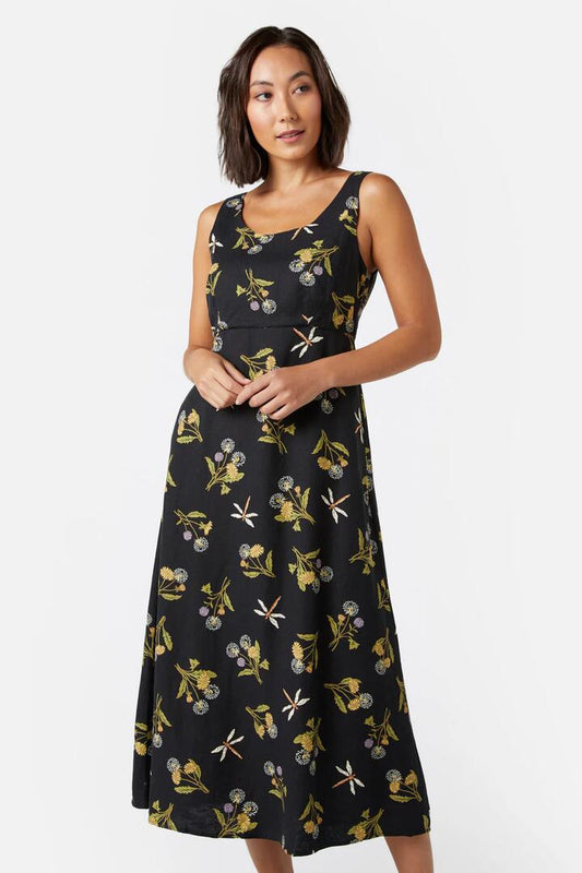 Image of a model wearing Dress. Productname: Dandelion Dress in Black colour by brand - Princess Highway