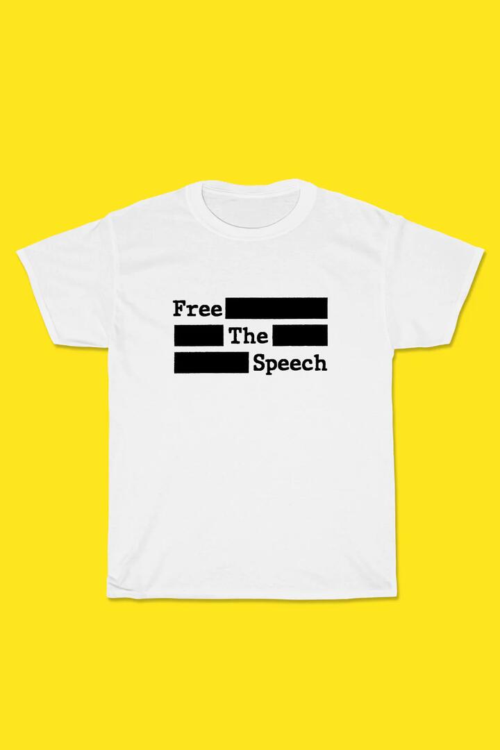 Image of a model wearing Tops. Productname: Free the Speech in White colour by brand - Pulp Kitchen