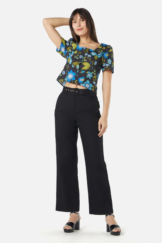Image of a model wearing Pants. Productname: Ziggy Pant in Black colour by brand - Princess Highway