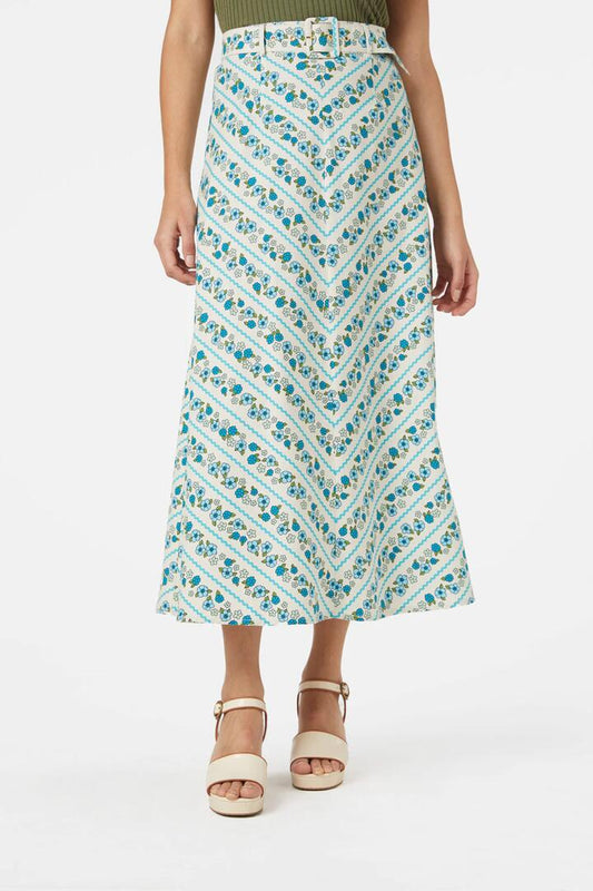 Image of a model wearing Skirts. Productname: Daisy Chain Skirt in Cream colour by brand - Princess Highway