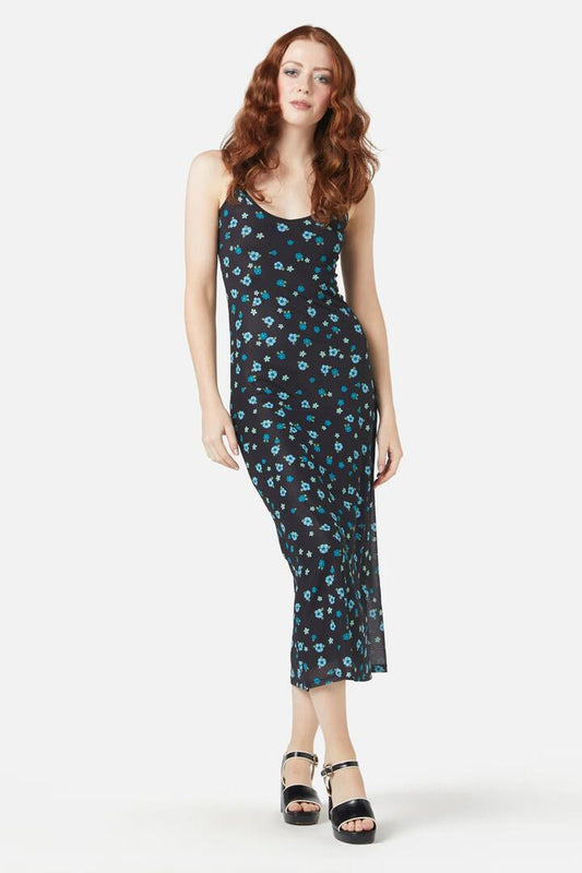 Image of a model wearing Dress. Productname: Petal Mesh Dress in Black colour by brand - Princess Highway