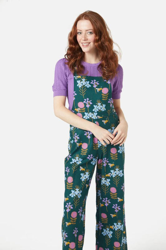 Image of a model wearing Pants. Productname: Blue Bee Overall in Green colour by brand - Princess Highway