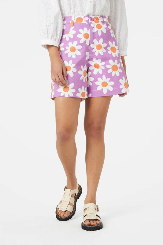 Image of a model wearing Shorts. Productname: Margo Daisy Short in Pink colour by brand - Princess Highway