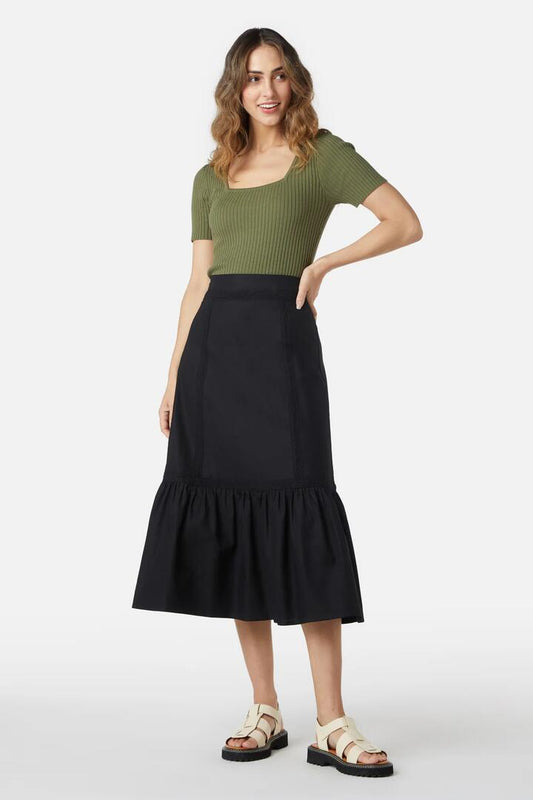 Image of a model wearing Skirts. Productname: Rose Lace Skirt in Black colour by brand - Princess Highway