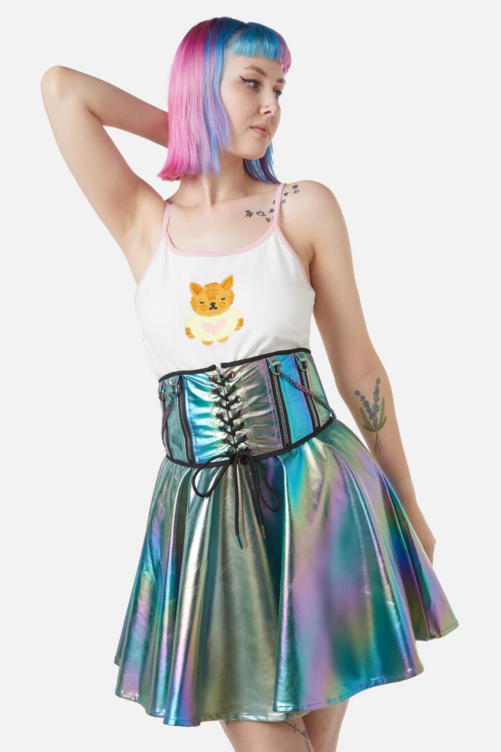 Image of Lingerie. Productname: Infrared Zipper Underbust Pu Corset in Rainbow colour by brand - Dangerfield