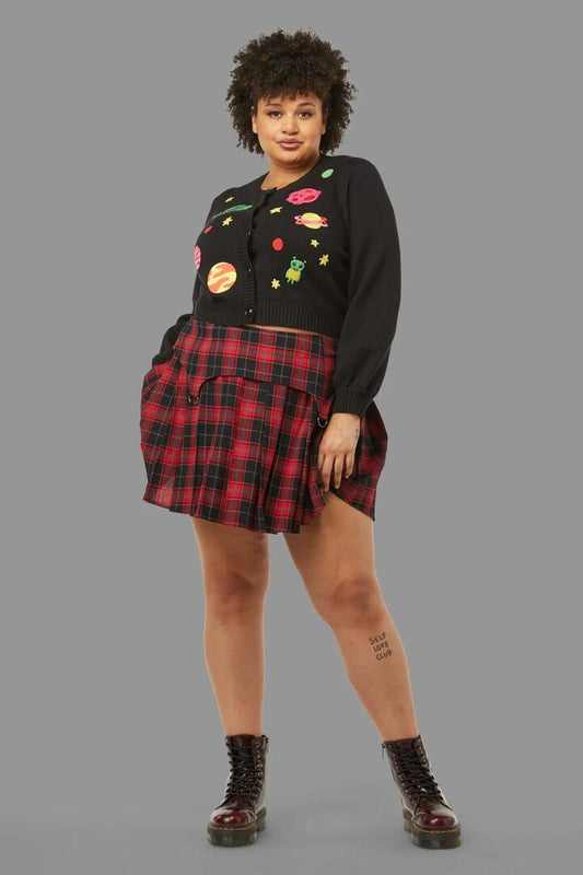 Image of a model wearing Skirts. Productname: Curve Life On Mars Skirt in Red colour by brand - Black Friday