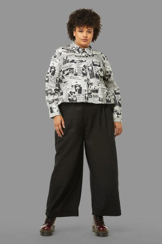 Image of a model wearing Tops. Productname: Curve Extraterrestrial Blouse in Cream colour by brand - Black Friday