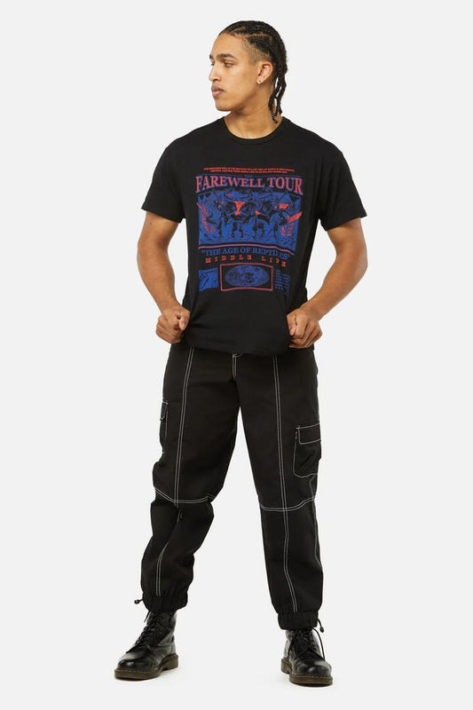 Image of a model wearing Tops. Productname: The Farewell Tour Tee in Black colour by brand - Dangerfield