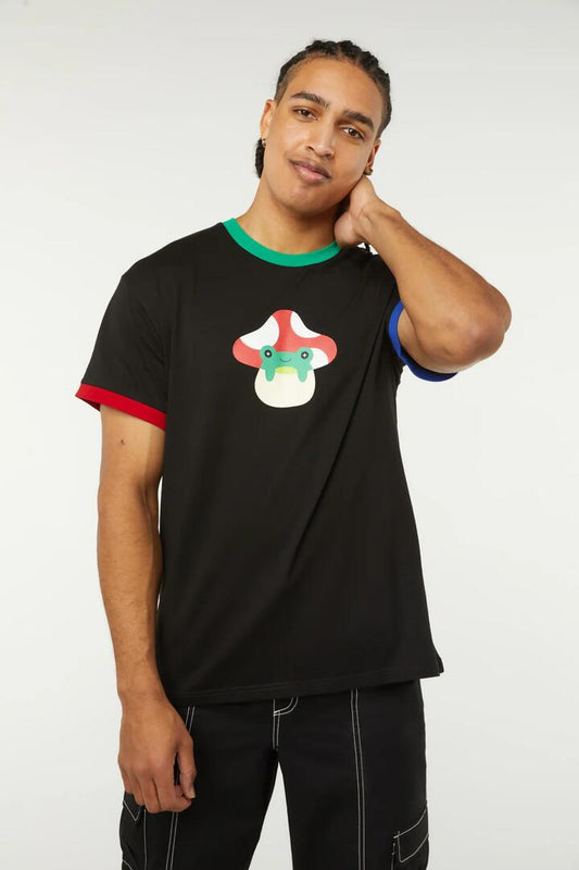 Image of Hats. Productname: Little Frog Shroom Cap Tee in Black colour by brand - Dangerfield