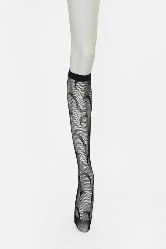 Image of Socks. Productname: Knee High Moon Fishnet Socks in Black colour by brand - Black Friday