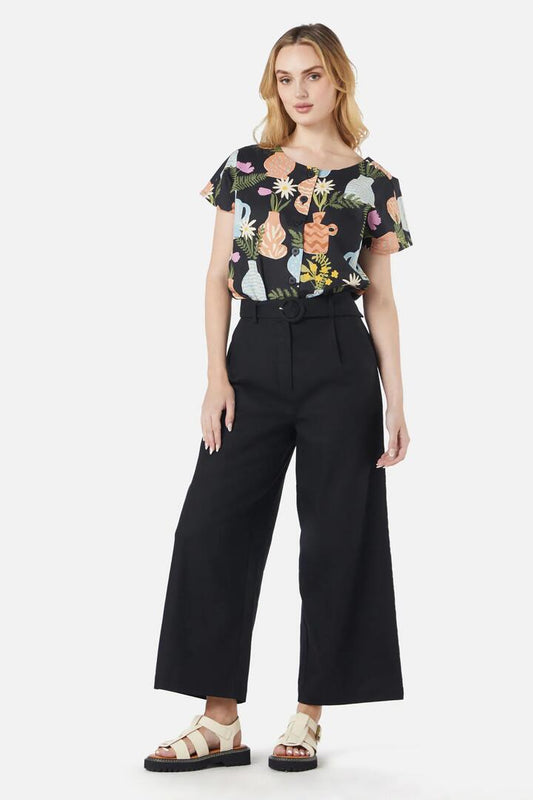 Image of a model wearing Pants. Productname: Elke Pant in Black colour by brand - Princess Highway