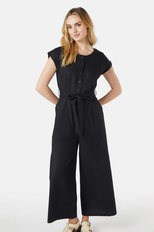 Image of a model wearing Outerwear. Productname: Holly Jumpsuit in Black colour by brand - Princess Highway