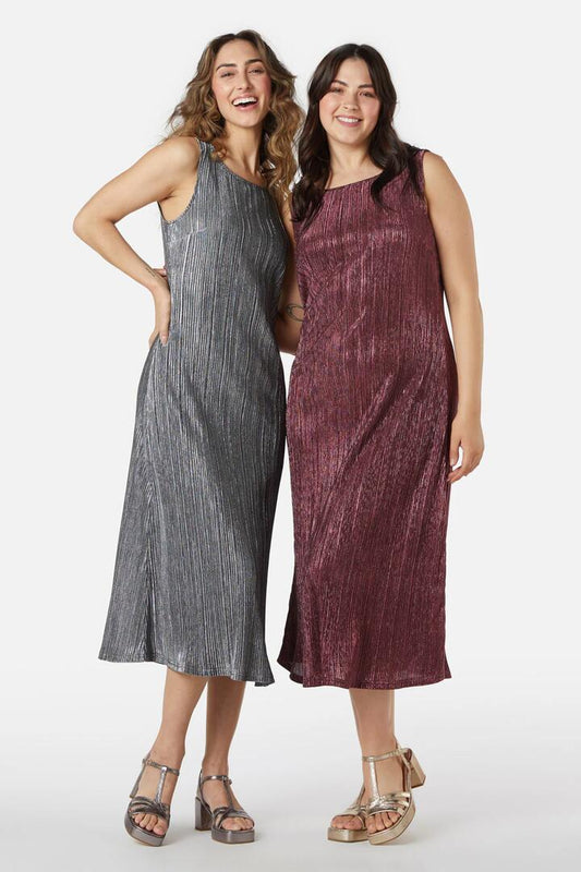 Image of a model wearing Dress. Productname: Paris Glitter Dress in Silver colour by brand - Princess Highway