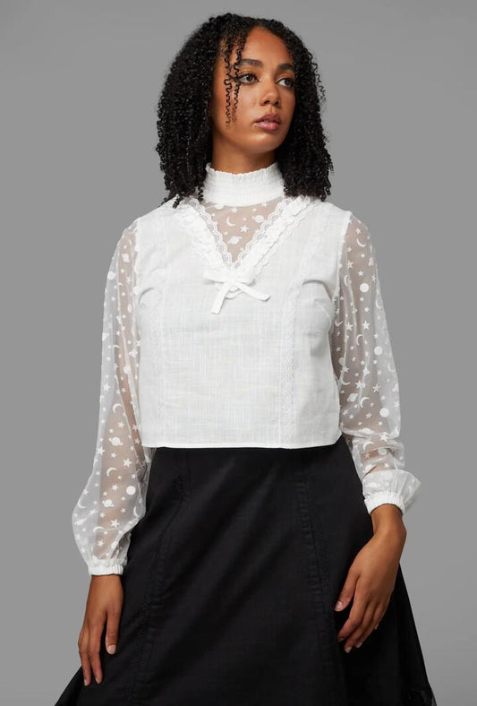 Image of a model wearing Tops. Productname: Shooting Star Blouse in Black colour by brand - Black Friday