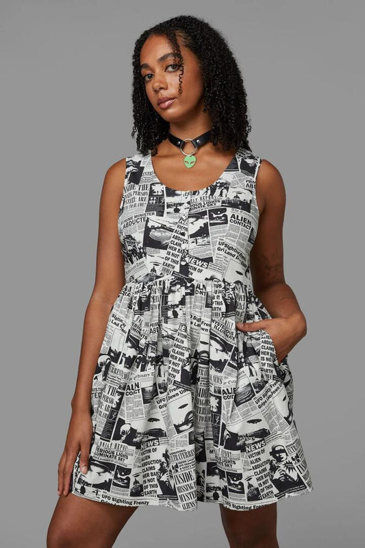 Image of a model wearing Dress. Productname: Extraterrestrial Dress in Purple colour by brand - Black Friday