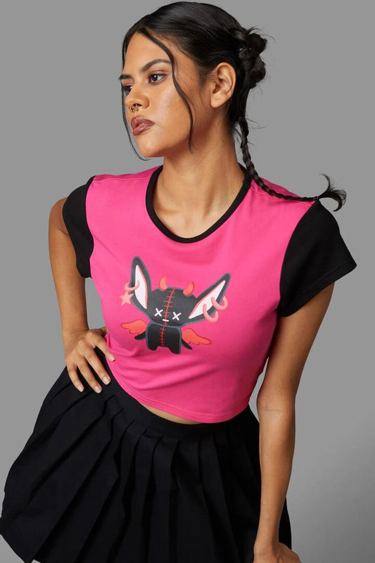 Image of a model wearing Tops. Productname: Entity Tee in Pink colour by brand - Black Friday
