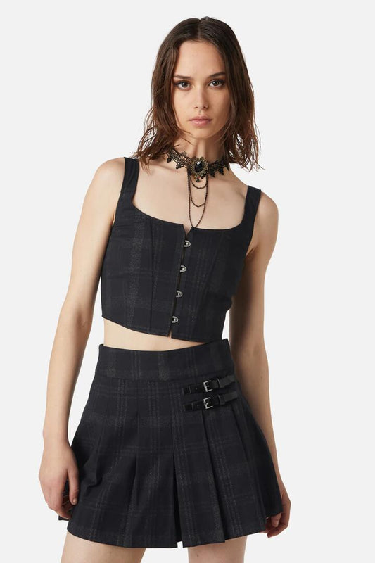 Image of Lingerie. Productname: High Society Tartan Corset in Black colour by brand - Dangerfield