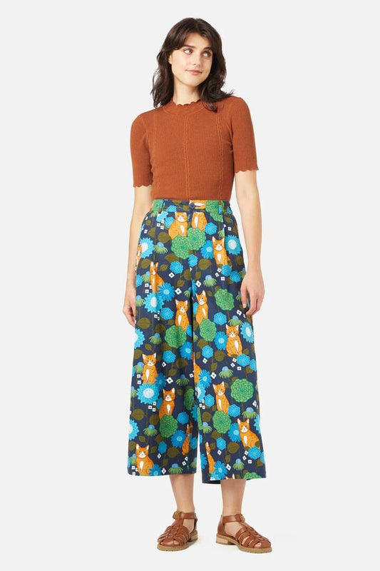 Image of a model wearing Pants. Productname: Cute Cat Culotte in Navy colour by brand - Princess Highway