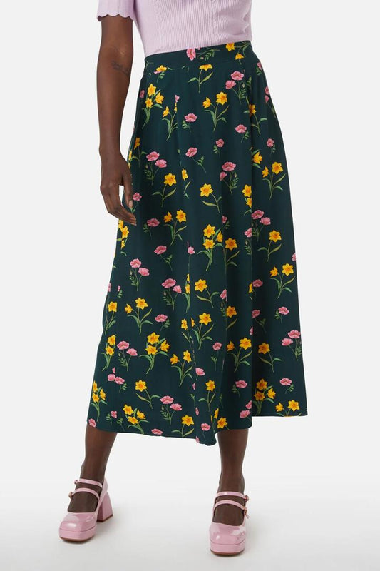 Image of a model wearing Skirts. Productname: Jacinta Skirt in Green colour by brand - Princess Highway