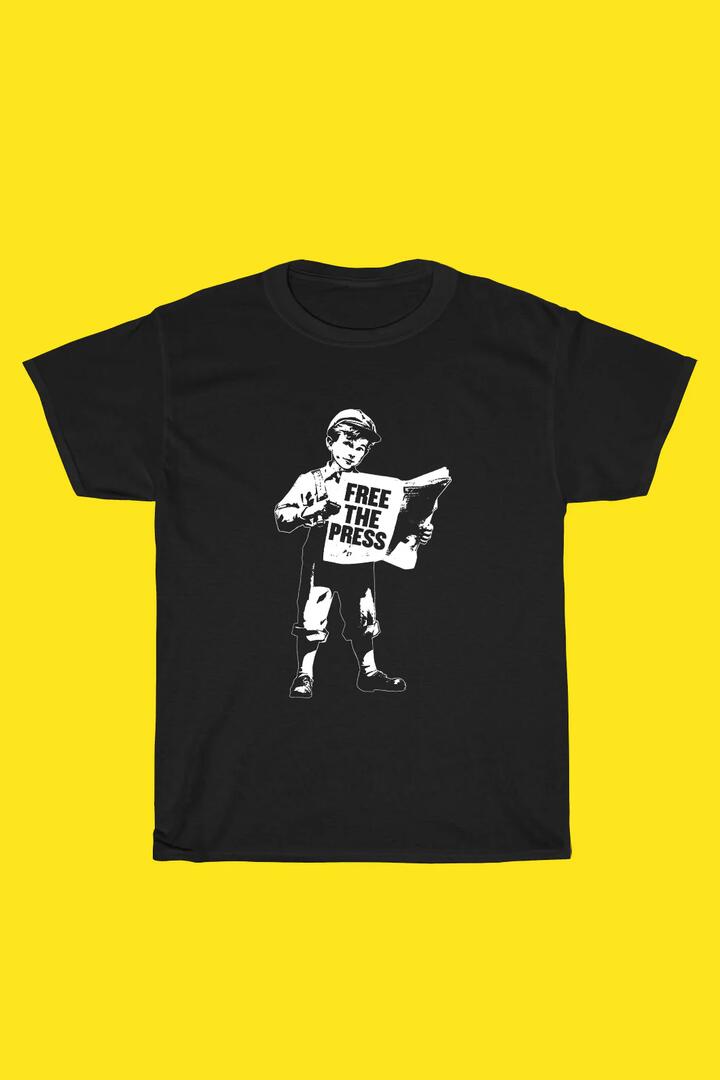 Image of a model wearing Tops. Productname: Free The Press in Black colour by brand - Pulp Kitchen
