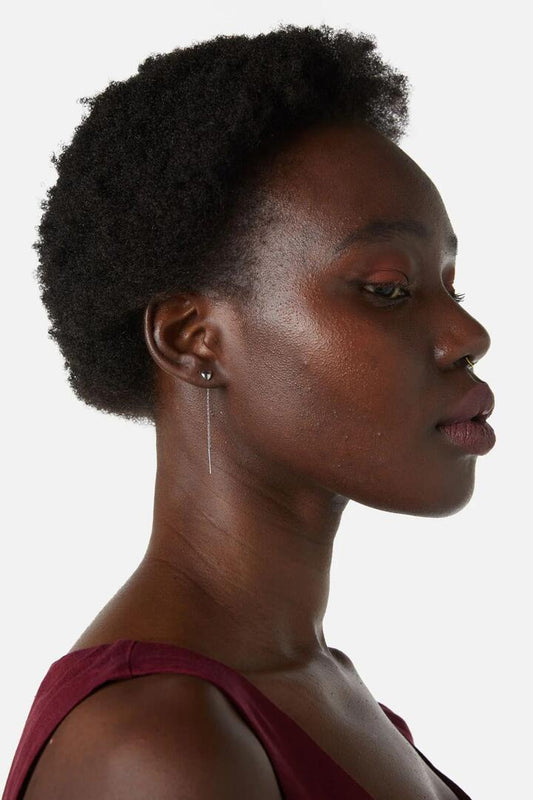 Image of Earrings. Productname: Heart Thread Through Earrings in Silver colour by brand - Princess Highway