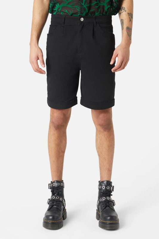 Image of a model wearing Shorts. Productname: Unity Basic Shorts in Black colour by brand - Dangerfield