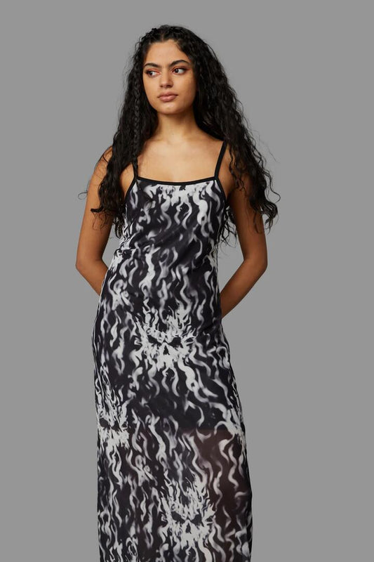 Image of a model wearing Dress. Productname: Up In Flames Dress in Black colour by brand - Black Friday