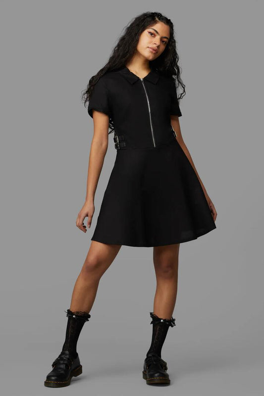 Image of a model wearing Dress. Productname: Menacing Dress in Black colour by brand - Black Friday