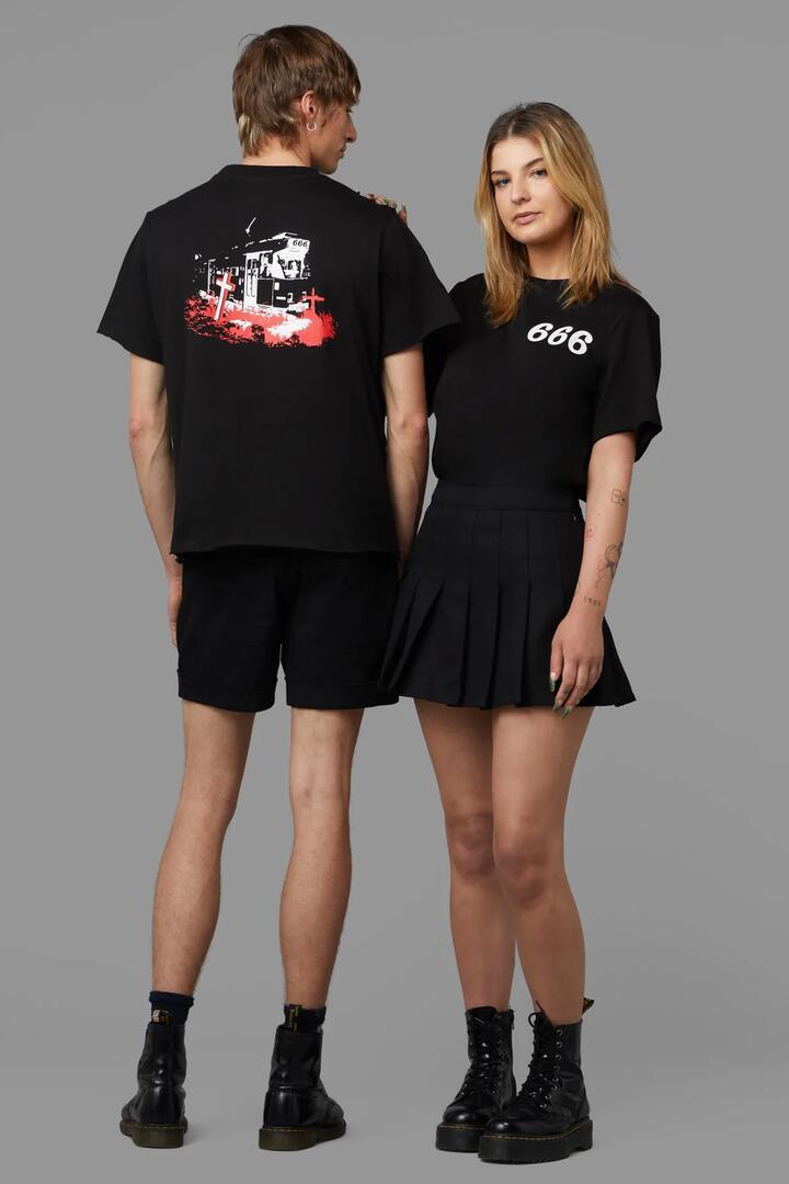 Image of a model wearing Tops. Productname: Jaywalker Cropped Tee in Black colour by brand - Black Friday