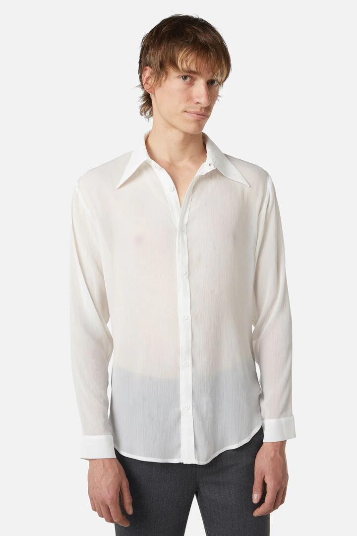 Image of a model wearing Tops. Productname: Vicious Ls Shirt in Cream colour by brand - Dangerfield