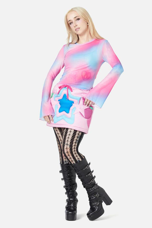 Image of a model wearing Tops. Productname: So Sweet Mesh in Pink colour by brand - Black Friday