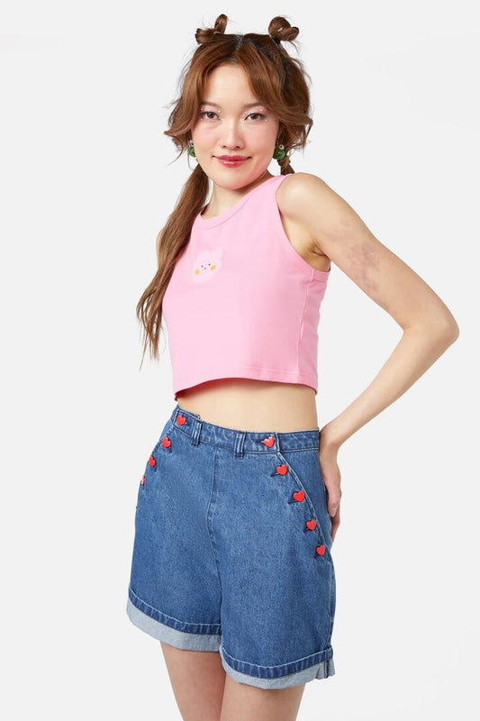 Image of a model wearing Tops. Productname: Electric Tank in Pink colour by brand - Dangerfield