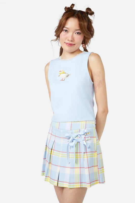 Image of a model wearing Tops. Productname: Silly Goose Tank in Blue colour by brand - Dangerfield