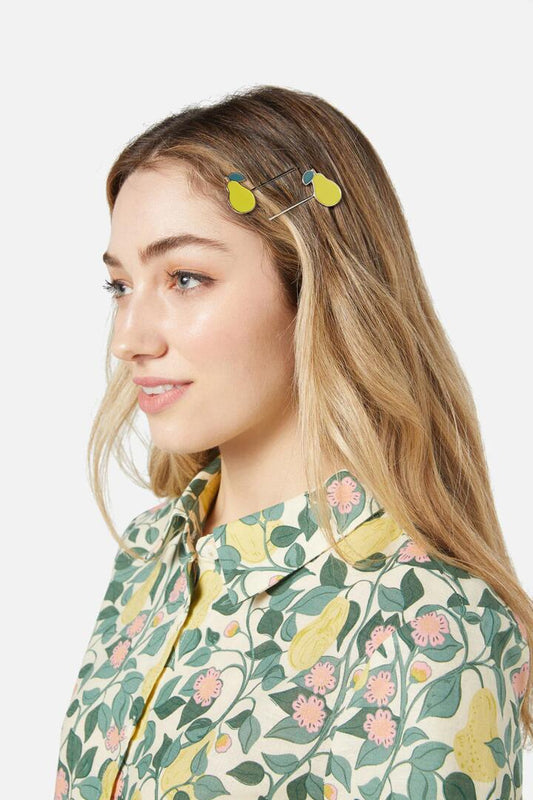 Image of Hair Accessories. Productname: Pear Hair Clips in Yellow colour by brand - Princess Highway